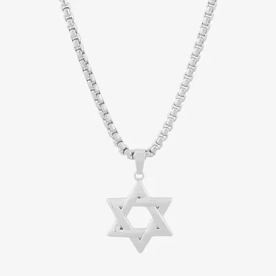 Star Of David Womens Sterling Silver Star Pendant Necklace