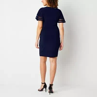 Jessica Howard Womens Short Sleeve Sheath Dress Petite