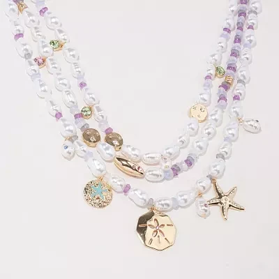 Bijoux Bar Gold Tone Shells Gold Tone Strand Necklace
