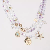 Bijoux Bar Gold Tone Shells Gold Tone Strand Necklace