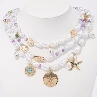 Bijoux Bar Gold Tone Shells Gold Tone Strand Necklace