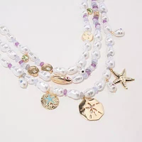 Bijoux Bar Gold Tone Shells Gold Tone Strand Necklace