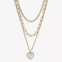 Mixit Hypoallergenic Gold Tone Cubic Zirconia Gold Tone Strand Necklace
