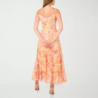 MSK Womens Sleeveless Floral Midi Fit + Flare Dress