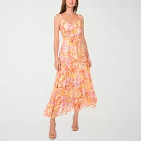MSK Womens Sleeveless Floral Midi Fit + Flare Dress