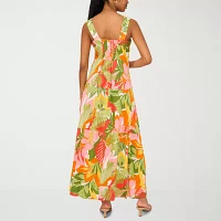 MSK Womens Sleeveless Floral Midi Fit + Flare Dress