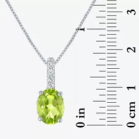 Womens Genuine Green Peridot Sterling Silver Oval 18 Inch Pendant Necklace