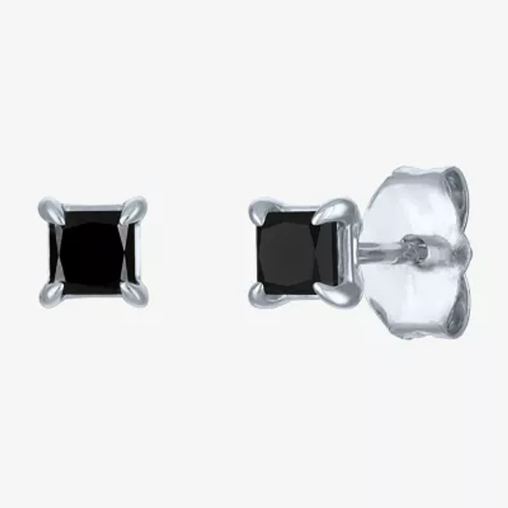 1/2 CT. T.W. Natural Black Diamond 10K White Gold 4mm Stud Earrings