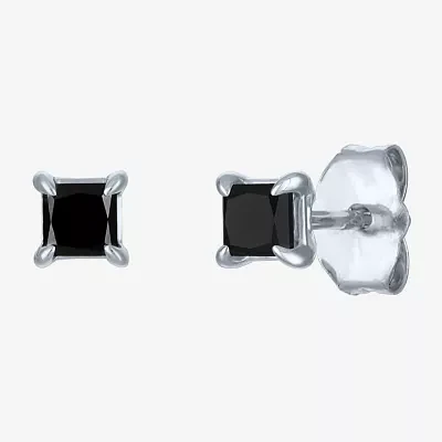 1/2 CT. T.W. Natural Black Diamond 10K White Gold 4mm Stud Earrings