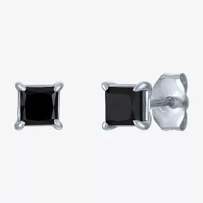 1 CT. T.W. Natural Black Diamond 10K White Gold 5mm Stud Earrings