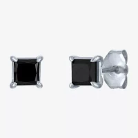 1 CT. T.W. Natural Black Diamond 10K White Gold 5mm Stud Earrings