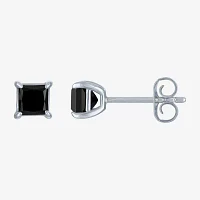 1 CT. T.W. Natural Black Diamond 10K White Gold 5mm Stud Earrings