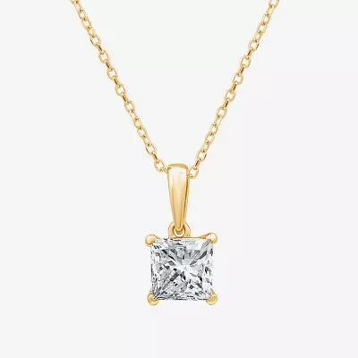 Womens 1 CT. Lab Grown White Diamond 14K White Gold 18 Inch Pendant Necklace