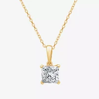 Womens 1 CT. Lab Grown White Diamond 14K White Gold 18 Inch Pendant Necklace