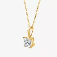 Womens 1 CT. Lab Grown White Diamond 14K White Gold 18 Inch Pendant Necklace