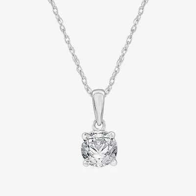 Womens 1 CT. Lab Grown White Diamond 14K Gold Round 18 Inch Pendant Necklace