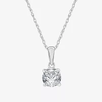 Womens 1 CT. Lab Grown White Diamond 14K Gold Round 18 Inch Pendant Necklace