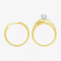 (G / Si2) Womens 2 CT. T.W. Lab Grown White Diamond 10K Gold Bypass  Side Stone Ring Sets