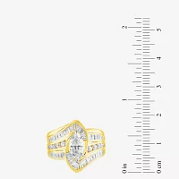 (G / Si2) Womens 2 CT. T.W. Lab Grown White Diamond 10K Gold Bypass  Side Stone Ring Sets