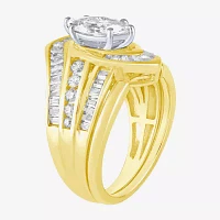 (G / Si2) Womens 2 CT. T.W. Lab Grown White Diamond 10K Gold Bypass  Side Stone Ring Sets
