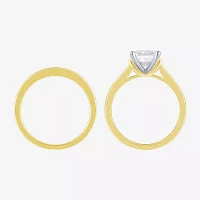 (G / Si2) Womens 2 CT. T.W. Lab Grown White Diamond 10K Two Tone Gold Side Stone Wedding Ring Sets