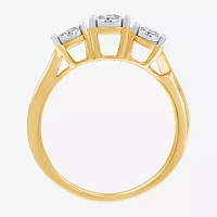 (H-I / I1) Womens 1/2 CT. T.W. Lab Grown White Diamond 14K Gold Over Silver Sterling 3-Stone Engagement Ring