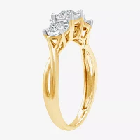 (H-I / I1) Womens 1/2 CT. T.W. Lab Grown White Diamond 14K Gold Over Silver Sterling 3-Stone Engagement Ring