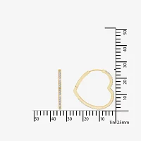 Diamonart Womens Cubic Zirconia 14K Gold Over Silver 24.7mm Heart Hoop Earrings
