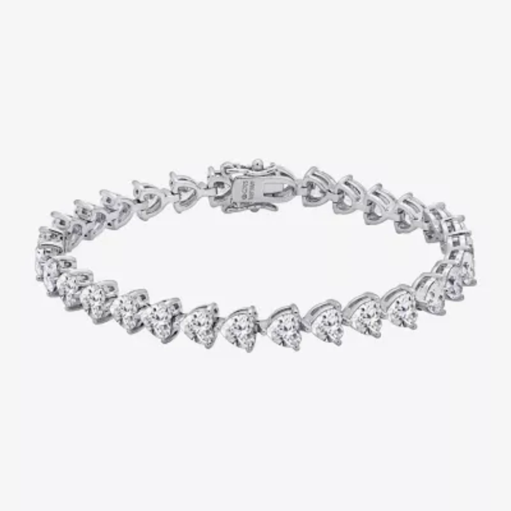 Diamonart Womens Cubic Zirconia Sterling Silver Heart 7.25 Inch Tennis Bracelet