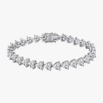 Diamonart Womens Cubic Zirconia Sterling Silver Heart 7.25 Inch Tennis Bracelet