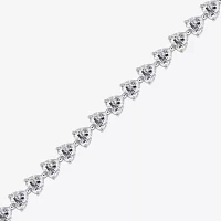 Diamonart Womens Cubic Zirconia Sterling Silver Heart 7.25 Inch Tennis Bracelet