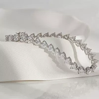 Diamonart Womens Cubic Zirconia Sterling Silver Heart 7.25 Inch Tennis Bracelet