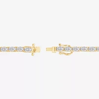 Diamonart Womens Cubic Zirconia 14K Gold Over Silver Heart 7.25 Inch Tennis Bracelet