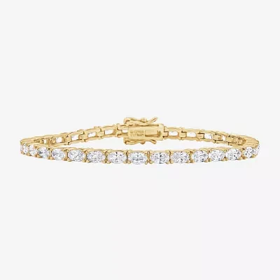 Diamonart Womens Cubic Zirconia 14K Gold Over Silver Heart 7.25 Inch Tennis Bracelet