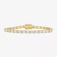 Diamonart Womens Cubic Zirconia 14K Gold Over Silver Heart 7.25 Inch Tennis Bracelet
