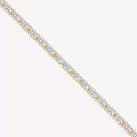 Diamonart Womens Cubic Zirconia 14K Gold Over Silver Heart 7.25 Inch Tennis Bracelet