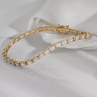 Diamonart Womens Cubic Zirconia 14K Gold Over Silver Heart 7.25 Inch Tennis Bracelet