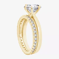 Diamonart Womens Cubic Zirconia 14K Gold Over Silver Round Bridal Set