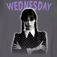 Little & Big Girls Crew Neck Short Sleeve Wednesday Addams Graphic T-Shirt