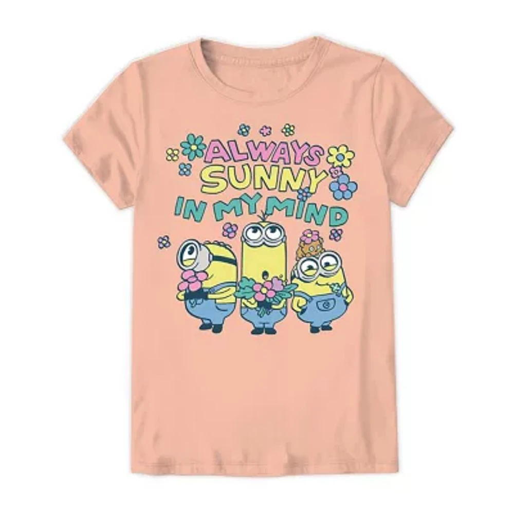 Little & Big Girls Crew Neck Short Sleeve Minions Graphic T-Shirt