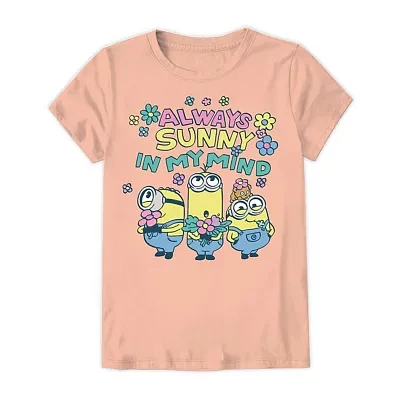Little & Big Girls Crew Neck Short Sleeve Minions Graphic T-Shirt