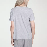Alfred Dunner Crystal Springs Womens Crew Neck Short Sleeve T-Shirt