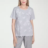 Alfred Dunner Crystal Springs Womens Crew Neck Short Sleeve T-Shirt