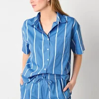 a.n.a Womens Short Sleeve Regular Fit Button-Down Shirt