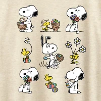 Womens Crew Neck Short Sleeve Peanuts Snoopy Graphic T-Shirt