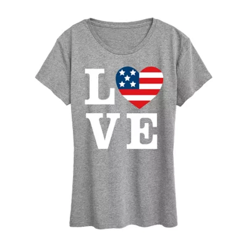 Womens Crew Neck Short Sleeve Graphic T-Shirt