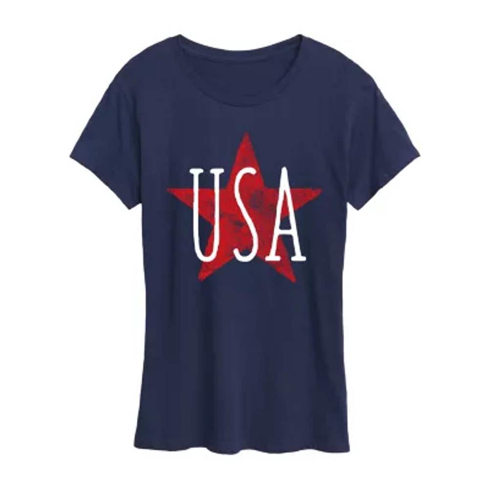 Womens Crew Neck Short Sleeve Graphic T-Shirt