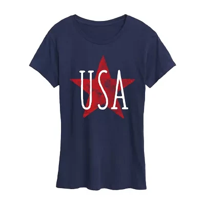 Womens Crew Neck Short Sleeve Graphic T-Shirt