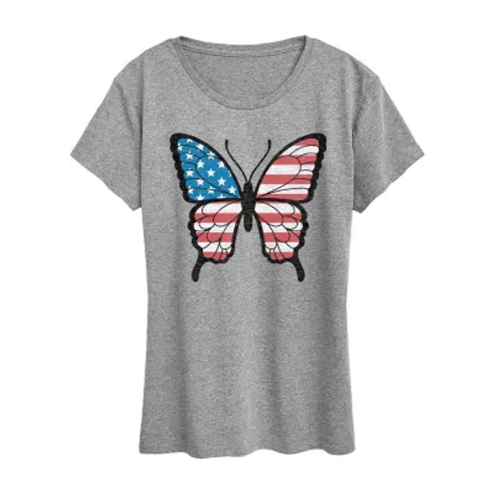 Womens Crew Neck Short Sleeve Graphic T-Shirt