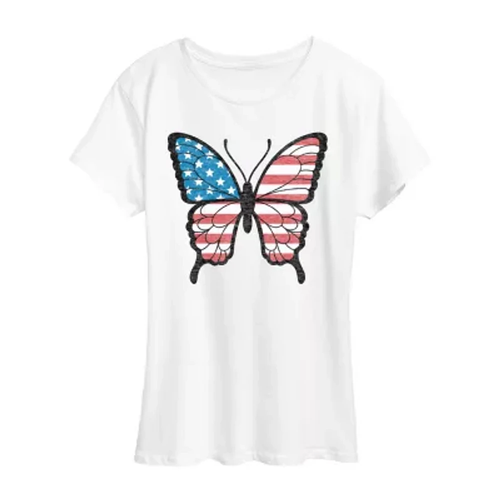 Womens Crew Neck Short Sleeve Graphic T-Shirt